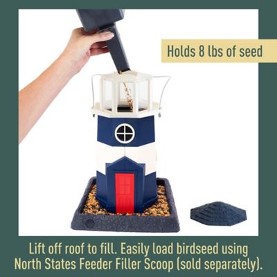 Image showing  Large Navy & Red Lighthouse Birdfeeder