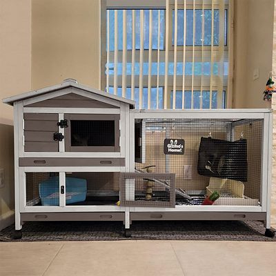 Image showing  AIR19-B Indoor Outdoor Rabbit Hutch Bunny Cage (Inner Space 9.6 sq. ft.), Brown