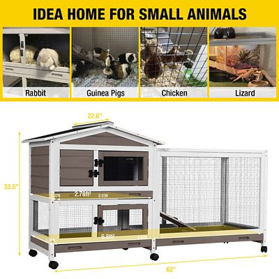 Image showing  AIR19-B Indoor Outdoor Rabbit Hutch Bunny Cage (Inner Space 9.6 sq. ft.), Brown
