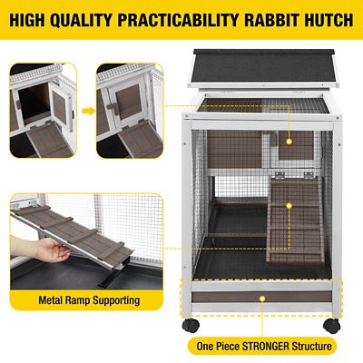 Image showing  AIR19-B Indoor Outdoor Rabbit Hutch Bunny Cage (Inner Space 9.6 sq. ft.), Brown