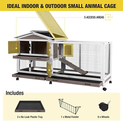 Image showing 5 th Aivituvin AIR19-B Indoor Outdoor Rabbit Hutch Bunny Cage (Inner Space 9.6 sq. ft.), Brown