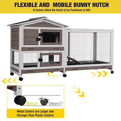 Image showing 6 th Aivituvin AIR19-B Indoor Outdoor Rabbit Hutch Bunny Cage (Inner Space 9.6 sq. ft.), Brown