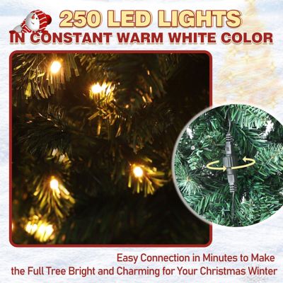 Image showing  6.5 ft. Pre-Lit LED Pencil Slim Artificial Christmas Tree with Warm White Light, Green