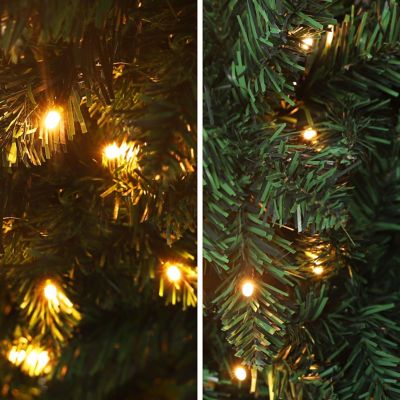 Image showing 8 th Veikous 6.5 ft. Pre-Lit LED Pencil Slim Artificial Christmas Tree with Warm White Light, Green