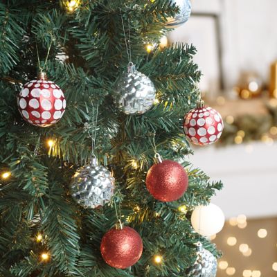 Image showing 9 th Veikous 7.5 ft. Pre-Lit LED Pencil Slim Artificial Christmas Tree with Warm White Lights in Green