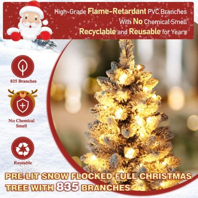 Image showing Artificial Christmas Tree with Color Changing LED Light with Flocked Pine Pre-Lit, HP1001-09-2