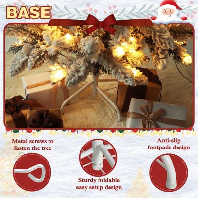 Image showing 5 th Veikous 6.5 ft. Pre-Lit LED Flocked Artificial Christmas Tree with Warm White Light Holiday Yard Decoration