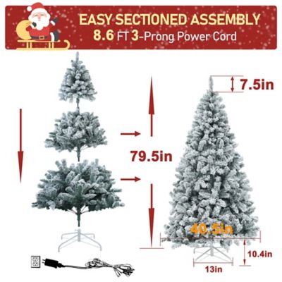Image showing 7 th Veikous 6.5 ft. Pre-Lit LED Flocked Artificial Christmas Tree with Warm White Light Holiday Yard Decoration
