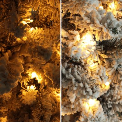 Image showing 8 th VeikousSlim Pencil Christmas Tree Snow Flocked Artificial Pre-lit with Lights and Stands