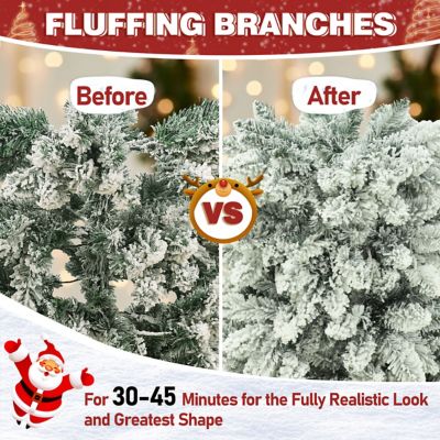 Image showing Slim Pencil Christmas Tree Snow Flocked Artificial Pre-lit with Lights and Stand