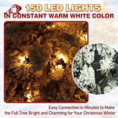 Image showing Pre-lit Holiday Christmas Tree Artificial Flocked Slim Pencil with Lights