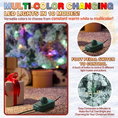 Image showing Pre-lit Christmas Tree Artificial Flocked with Metal Stand for Holiday