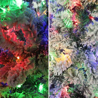 Image showing 8 th VeikousPre-lit Christmas Tree Artificial Flocked with Metal Stand for Holiday