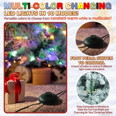 Image showing Pre-lit Christmas Tree Artificial Flocked Slim Pencil with Lights