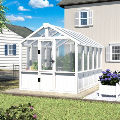 Veikous 6 x 10 ft. Wooden Garden Plant Greenhouse for Outdoors with Multi-layer Polycarbonate Panels & Adjustable Roof Vent