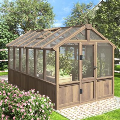 Veikous 6 x 12ft. Wood Garden Plant Greenhouse for Outdoors with Polycarbonate Panels