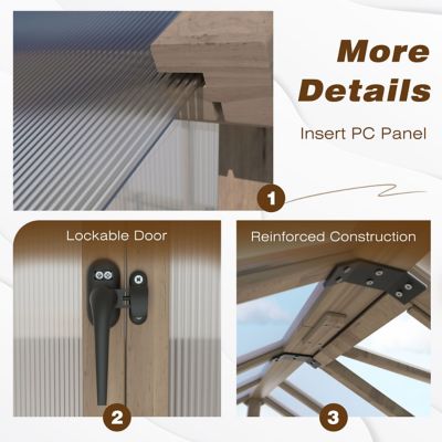 Image showing  6 x 12ft. Wood Garden Plant Greenhouse for Outdoors with Polycarbonate Panels