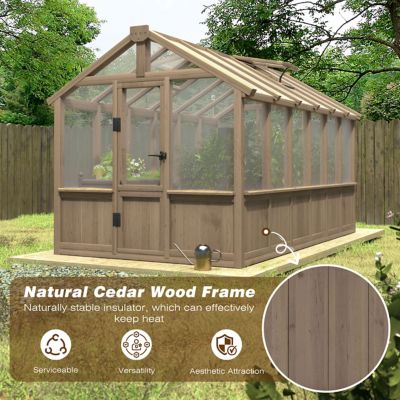 Image showing  6 x 12ft. Wood Garden Plant Greenhouse for Outdoors with Polycarbonate Panels