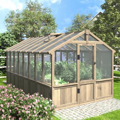 Veikous 8 ft. W x 16 ft. D Wood Garden Plant Greenhouse for Outdoors with Multi-Layer Polycarbonate Panels