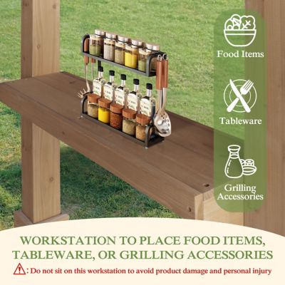 Image showing  13 ft. W x 6 ft. D Wooden Grill Gazebo with Steel Roof for Outdoor Deck