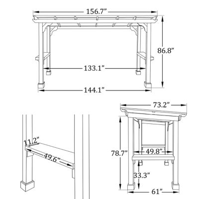 Image showing 9 th Veikous 13 ft. W x 6 ft. D Wooden Grill Gazebo with Steel Roof for Outdoor Deck