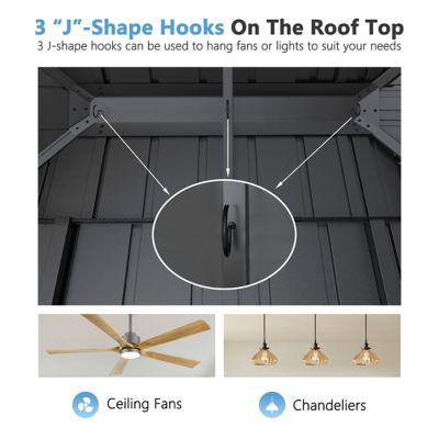Image showing 8 th Veikous 20 W x 14 D ft. Hardtop Gazebo Aluminum Double Roof Gazebo with Netting