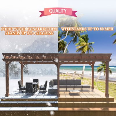 Image showing 6 th Veikous Outdoor Pergola Wood Gazebo Grape Trellis with Stable Structure