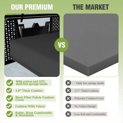 Image showing 5 th Veikous 3-Person Metal Patio Swing Chair with Converting Canopy Porch Swing with Cushion and Side Tray