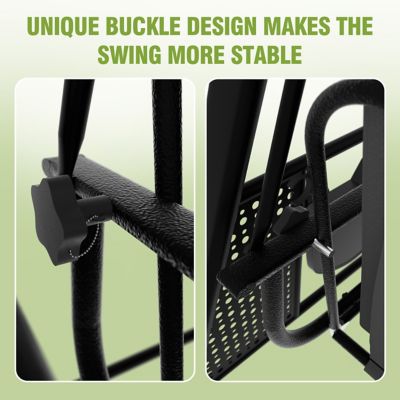 Image showing 7 th Veikous 3-Person Metal Patio Swing Chair with Converting Canopy Porch Swing with Cushion and Side Tray