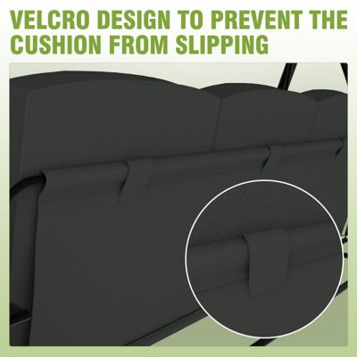 Image showing 8 th Veikous 3-Person Metal Patio Swing Chair with Converting Canopy Porch Swing with Cushion and Side Tray