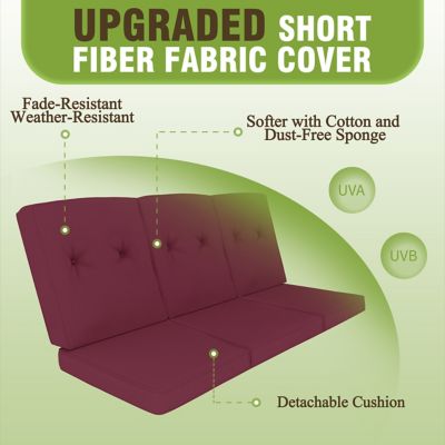 Image showing  3-Person Metal Patio Swing Chair With Converting Canopy Porch Swing With Cushion and Side Trays