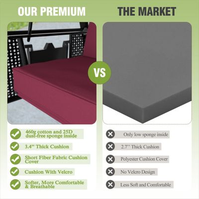 Image showing 5 th Veikous 3-Person Metal Patio Swing Chair with Converting Canopy Porch Swing with Cushion and Side Tray