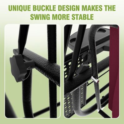 Image showing 7 th Veikous 3-Person Metal Patio Swing Chair with Converting Canopy Porch Swing with Cushion and Side Tray