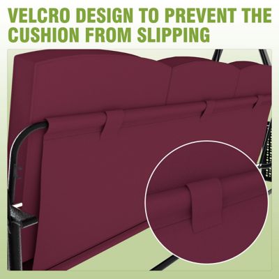 Image showing 8 th Veikous 3-Person Metal Patio Swing Chair with Converting Canopy Porch Swing with Cushion and Side Tray