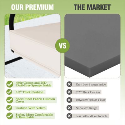 Image showing  3-Person Patio Swing With Converting and Adjustable Canopy and Thickened Cushions