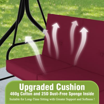 Image showing  3-Person Patio Swing With Converting and Adjustable Canopy and Thickened Cushions