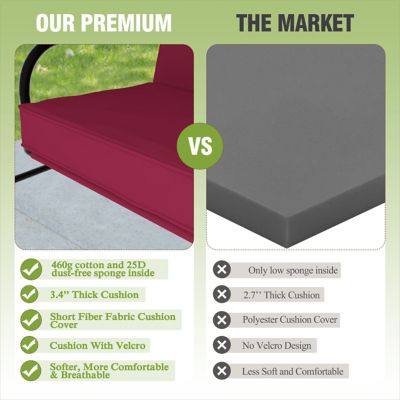 Image showing  3-Person Patio Swing With Converting and Adjustable Canopy and Thickened Cushions