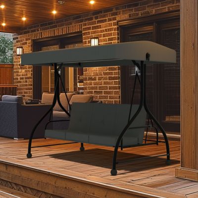 Image showing  3-Person Patio Swing With Converting and Adjustable Canopy and Thickened Cushions