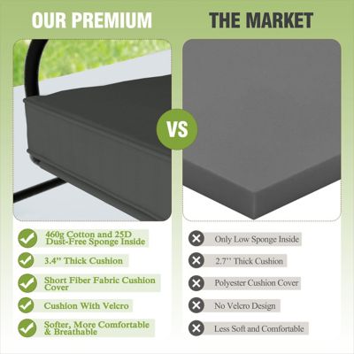 Image showing  3-Person Patio Swing With Converting and Adjustable Canopy and Thickened Cushions