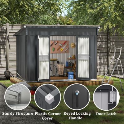 Image showing  10 ft. W x 6 ft. D Metal Shed Outdoor Storage Shed in Gray
