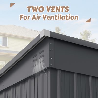 Image showing  10 ft. W x 6 ft. D Metal Shed Outdoor Storage Shed in Gray