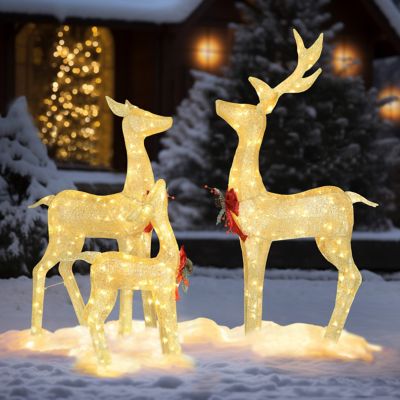 Image showing  Outdoor Holiday Lighted Reindeer Family Christmas Yard Decoration with Warm LED Light, PG0403-01-5