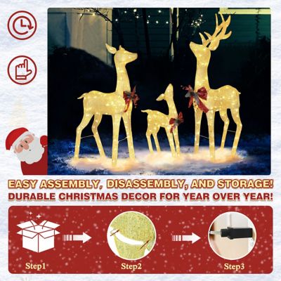 Image showing  Outdoor Holiday Lighted Reindeer Family Christmas Yard Decoration with Warm LED Light, PG0403-01-5