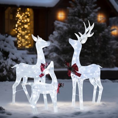 Image showing  Outdoor Holiday Lighted Reindeer Family Christmas Yard Decoration with Warm LED Light, PG0403-01WH-5