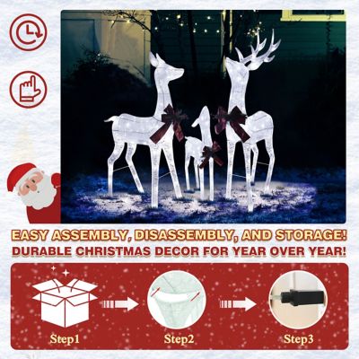 Image showing  Outdoor Holiday Lighted Reindeer Family Christmas Yard Decoration with Warm LED Light, PG0403-01WH-5