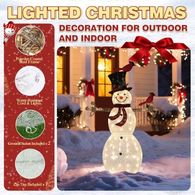 Image showing 6 th Veikous Outdoor Holiday Lighted Snowman Christmas Yard Decoration with Warm LED Light