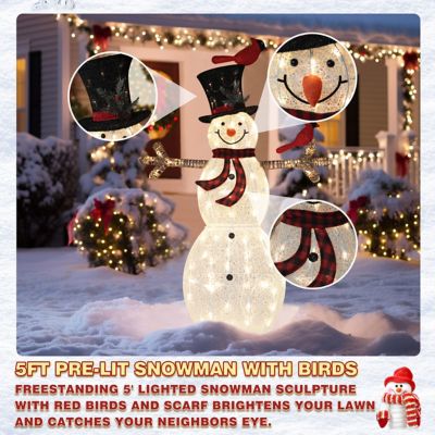 Image showing 7 th Veikous Outdoor Holiday Lighted Snowman Christmas Yard Decoration with Warm LED Light