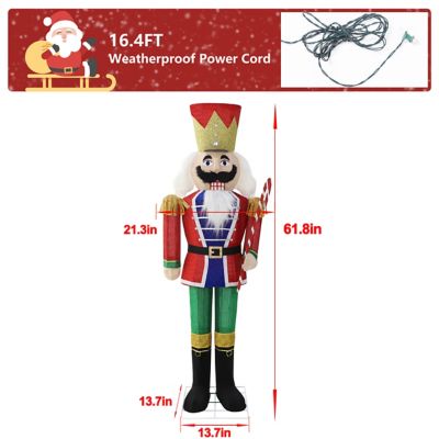 Image showing 6 th Veikous 5 ft. 3D Nutcracker Outdoor Christmas Holiday Yard Decoration Warm White Light