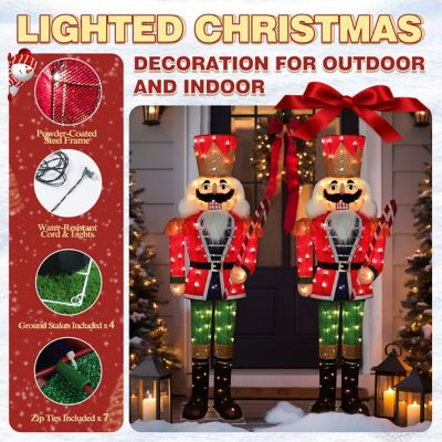 Image showing 7 th Veikous 5 ft. 3D Nutcracker Outdoor Christmas Holiday Yard Decoration Warm White Light