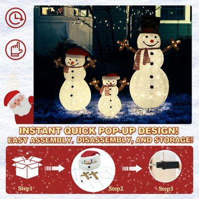 Image showing  Winter LED Snowman Family Set Seasonal Christmas Decoration for Holiday